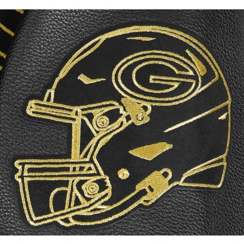 Green Bay Packers Full-Zip Black Varsity Jacket - Image 5