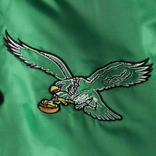 Philadelphia Eagles Lead Off Green/Black Satin Jacket - Image 5