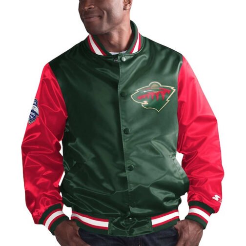 Minnesota Wild Rookie Green/Red Satin Jacket - Image 3