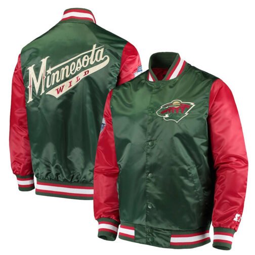 Minnesota Wild Rookie Green/Red Satin Jacket - Image 2