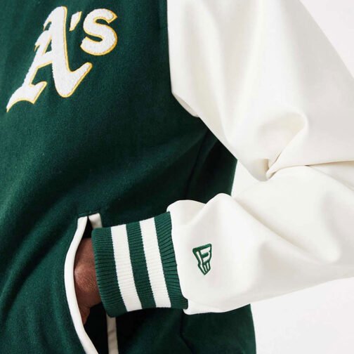 Oakland Athletics Green and White Varsity Jacket - Image 7