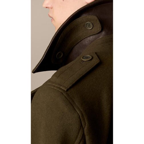 Olive Drab Wool Cashmere Peacoat - Image 3