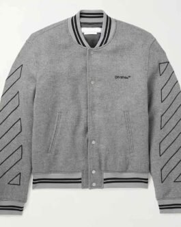 Grey Off White Varsity Wool Jacket