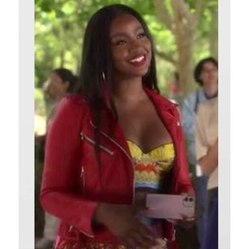Grown-Ish Justine Skye Red Leather Jacket - Image 6