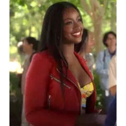 Grown-Ish Justine Skye Red Leather Jacket - Image 5