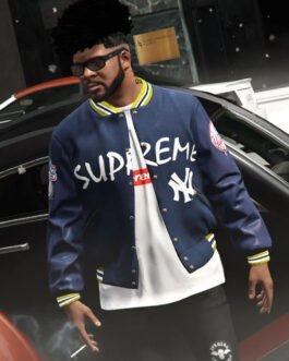 Supreme NY Yankees GTA 5 Navy Blue Varsity Jacket