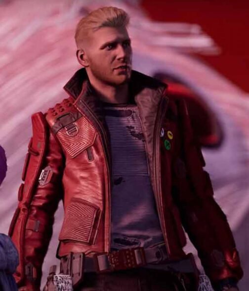 Star Lord Guardians of The Galaxy Game Red Leather Jacket - Image 2