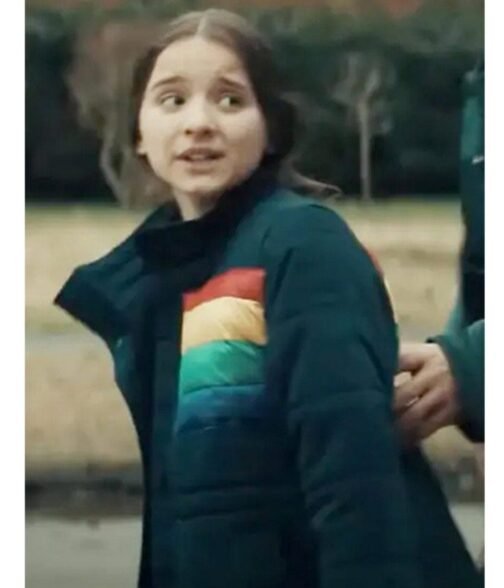 Madeleine Mcgraw The Black Phone Puffer Blue Jacket