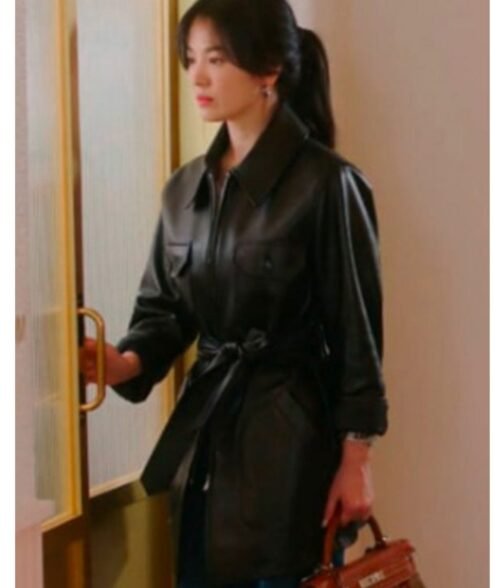 Song Hye Kyo Now We Are Breaking Up Black Leather Jacket - Image 8