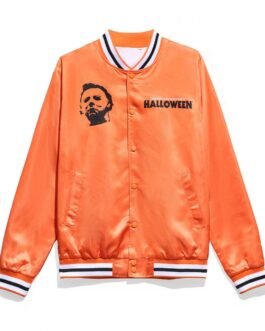 Halloween You Can’t Kill the Boogeyman Myers Orange Satin Jacket