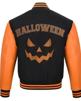 Halloween Pumpkin Black and Orange Varsity Jacket