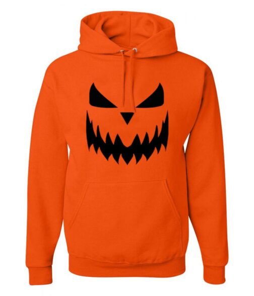 Pumpkin Face Halloween Fleece Pullover Hoodie