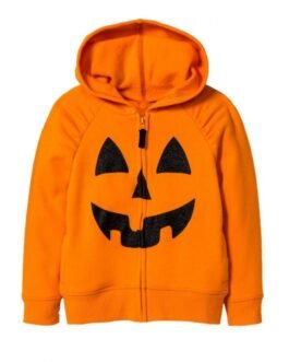 Fleece Halloween Pumpkin Zip Up Hoodie