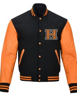 Halloween Pumpkin Black and Orange Varsity Jacket