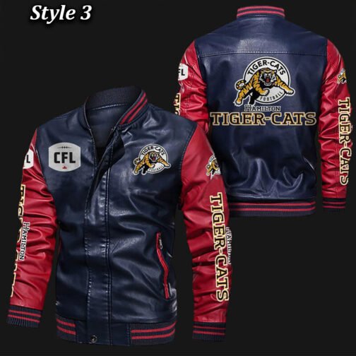 Hamilton Tiger-Cats Bomber Varsity Leather Jacket - Image 3