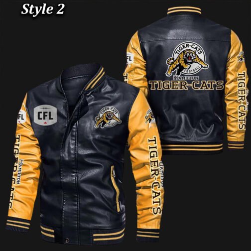 Hamilton Tiger-Cats Bomber Varsity Leather Jacket - Image 2