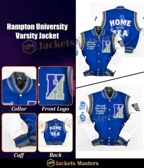 Varsity Hampton University Motto 2.0 Royal Blue Jacket - Image 4
