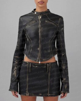 Lori Harvey Hangs Out with The Biebers Leather Jacket