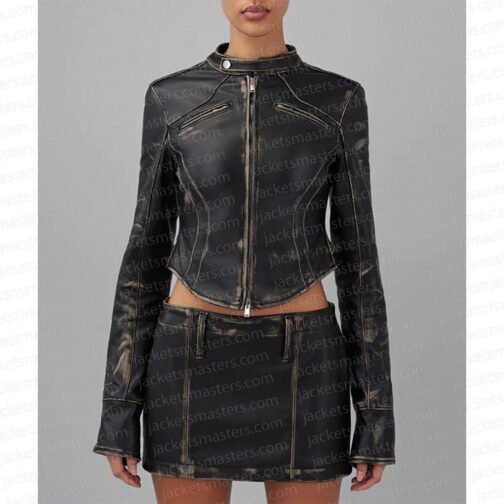 Lori Harvey Hangs Out with The Biebers Leather Jacket