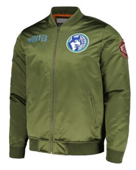 Minnesota Timberwolves Hardwood Classics Retro Green Satin Jacket