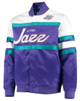 Hardwood Classics Utah Jazz Purple/White Satin Jacket