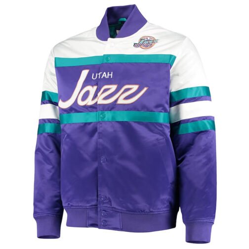 Hardwood Classics Utah Jazz Purple/White Satin Jacket