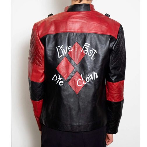 Live Fast Die Clown Halloween Leather Jacket - Image 2
