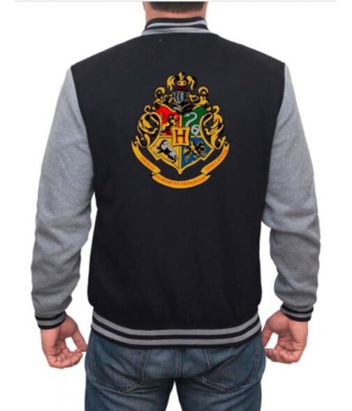 Harry Potter Hogwarts Varsity Black and Grey Jacket - Image 2