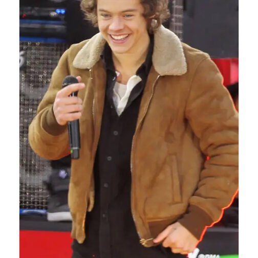 Harry Styles Brown Suede Aviator Jacket - Image 5