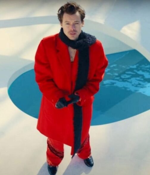 Harry Styles As It Was Red Wool Coat - Image 9