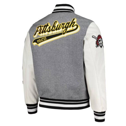 Heather Gray/White Pittsburgh Pirates Varsity Jacket - Image 2