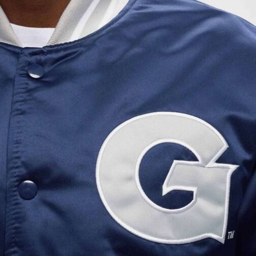 Georgetown University Heavyweight Navy Satin Jacket - Image 4