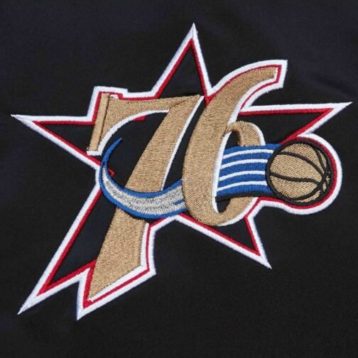 Philadelphia 76ers Heavyweight Black Satin Jacket - Image 3