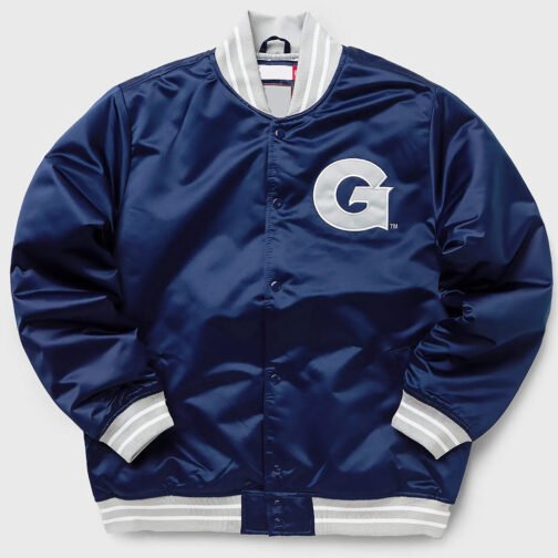 Georgetown University Heavyweight Navy Satin Jacket