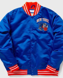 NY Knicks Heavyweight Blue Satin Jacket