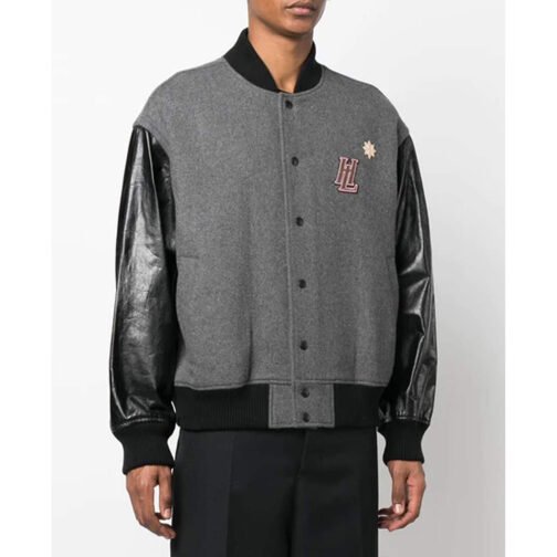 Helmut Lang Logo Varsity Bomber Jacket - Image 4