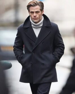 Chris Pine All the Old Knives Wool Peacoat