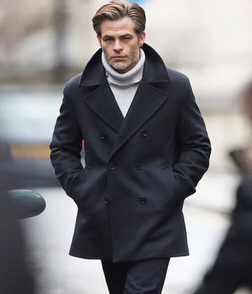 Chris Pine All the Old Knives Wool Peacoat - Image 2