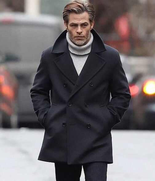Chris Pine All the Old Knives Wool Peacoat - Image 3