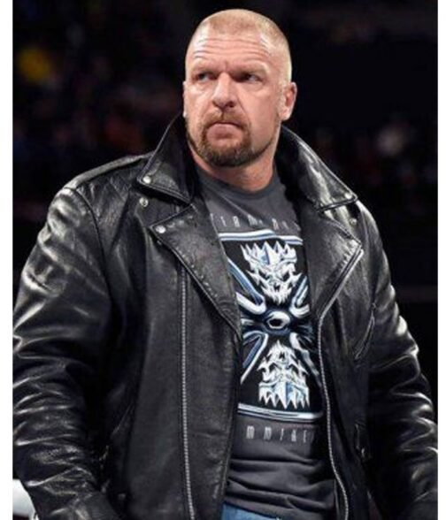 WWE Triple H Biker Leather Jacket - Image 4