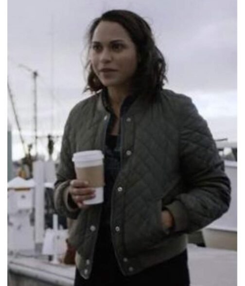 Hightown Monica Raymund Green Diamond Quilted Jacket - Image 3