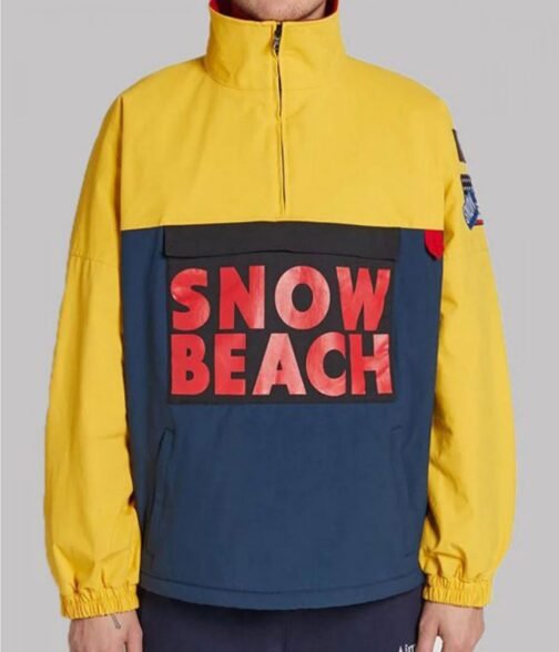 Snow Beach Hip Hop Yellow and Blue Jacket - Image 3