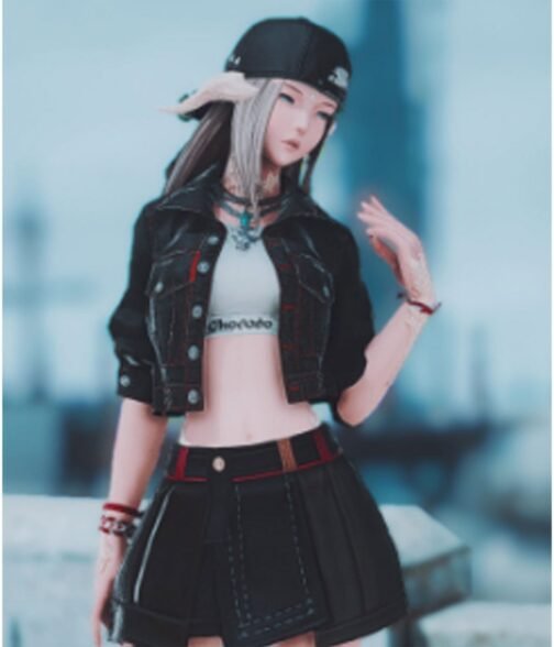 Hip Street FFXIV Cropped Black Denim Jacket - Image 5