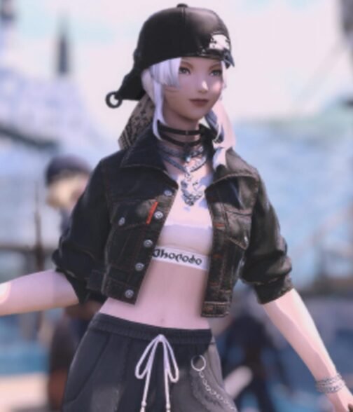 Hip Street FFXIV Cropped Black Denim Jacket - Image 2