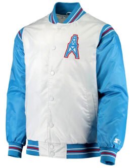 White/Light Blue Houston Oilers Historic Logo Renegade Jacket
