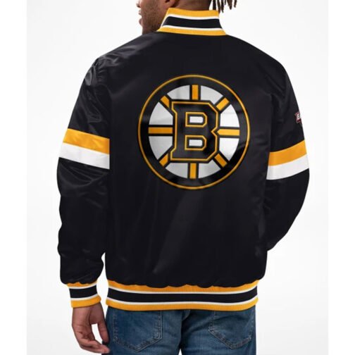 Home Game Boston Bruins Black Satin Jacket - Image 2