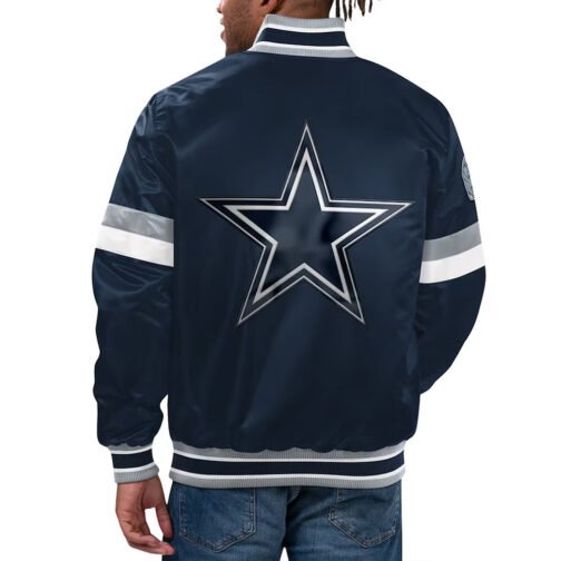Home Game Dallas Cowboys Navy Satin Jacket - Image 2