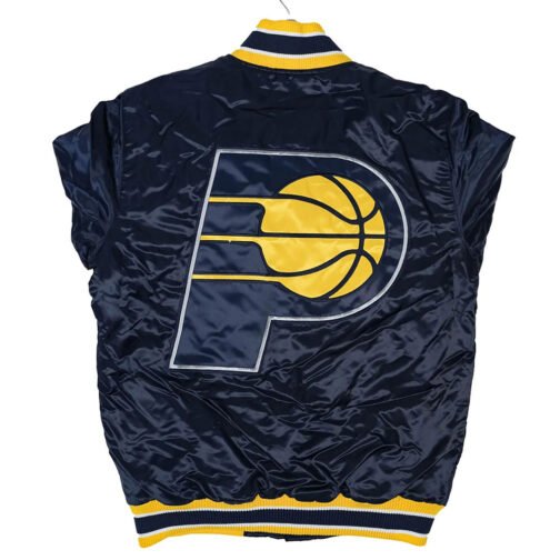 Home Game Indiana Pacers Navy Satin Jacket - Image 4