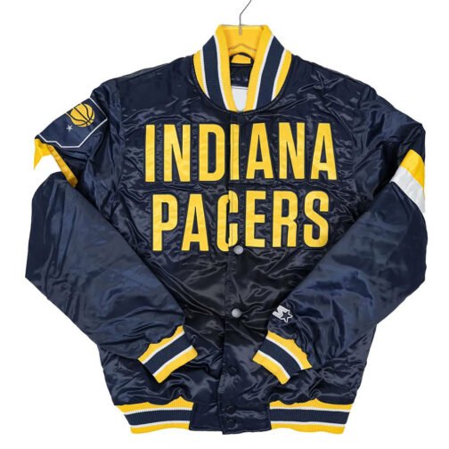 Home Game Indiana Pacers Navy Satin Jacket - Image 3