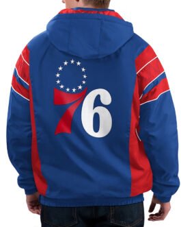 Home Team Philadelphia 76ers Royal Half-Zip Hoodie Jacket